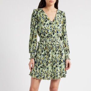 Chelsea28 Blue and Green Long Sleeve Dress